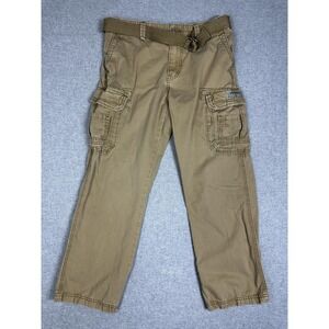 Vtg Y2K Unionbay Pant Men 32x30 Brown Cargo Utility Cotton Belted Pockets Grunge